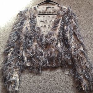Fluffy open sweater